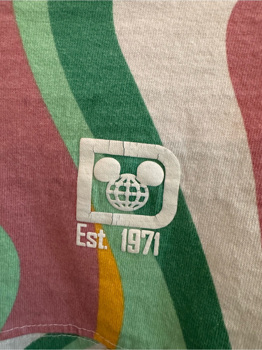 Walt Disney World Spirit Jersey Kids Retro Swirl Pink Green Size Large (10-12) - Picture 4 of 5